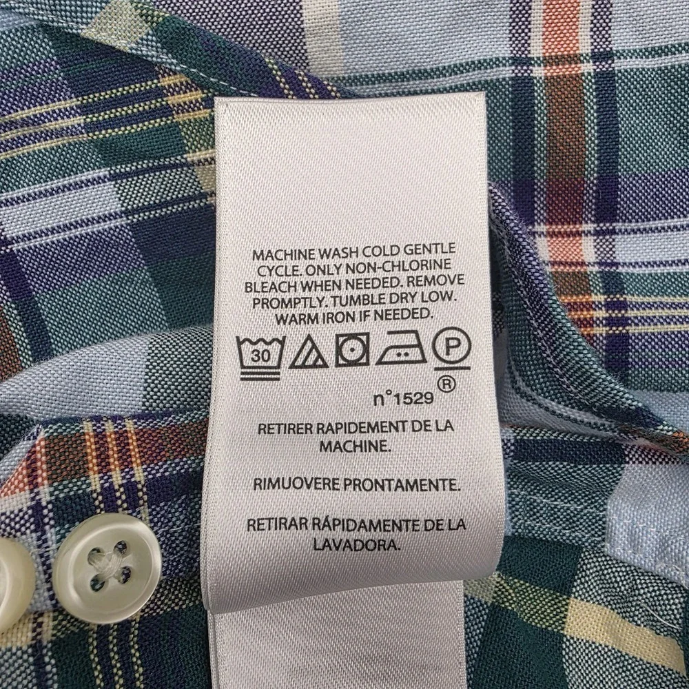 Ralph Lauren Men S Slim Fit Stretch Oxford Green Plaid Shirt Button Flesh Pony‎